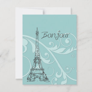 Green Scrolls and Eiffel Tower Invitation
