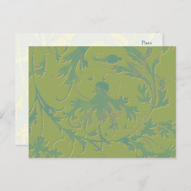 Green Scrolls Postcard Template (Front/Back)