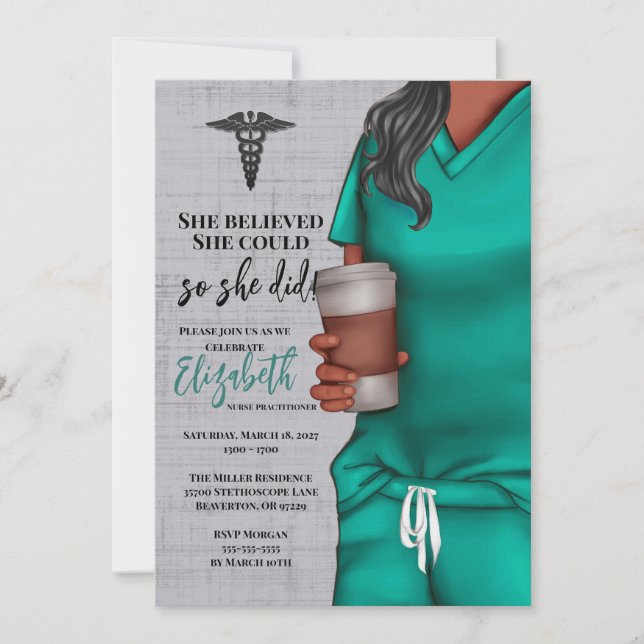 Green Scrubs Nursing School Graduation Invitation (Front)