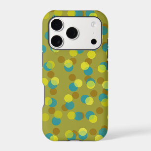 green, sea blue, yellow and brown dots