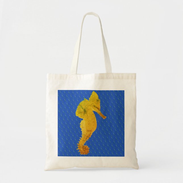 Green Sea Horse Blue Tote Bag (Front)