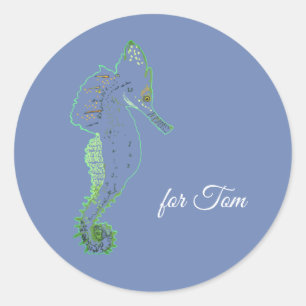 Green Sea Horse Party Sticker