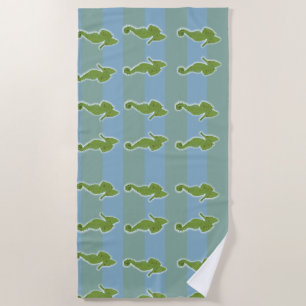 Green Sea horse, seahorses Beach Towel