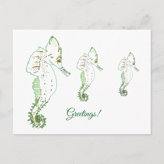 Green Sea HorseGreetings Postcard (Front)