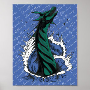 Green Sea Monster Serpent Ocean Waves Poster
