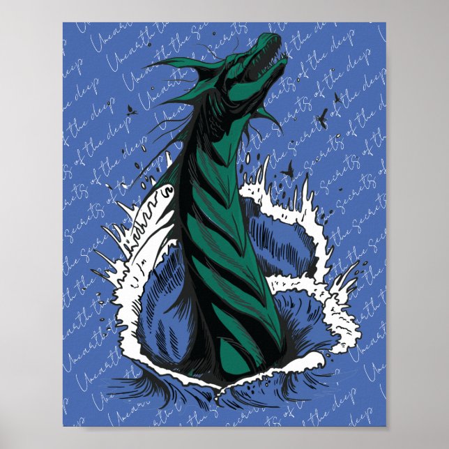 Green Sea Monster Serpent Ocean Waves Poster (Front)
