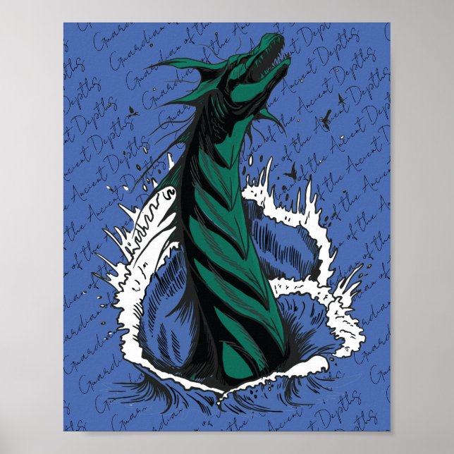 Green Sea Monster Serpent Ocean Waves Poster (Front)