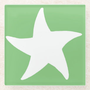 Green Sea Star Glass Coaster
