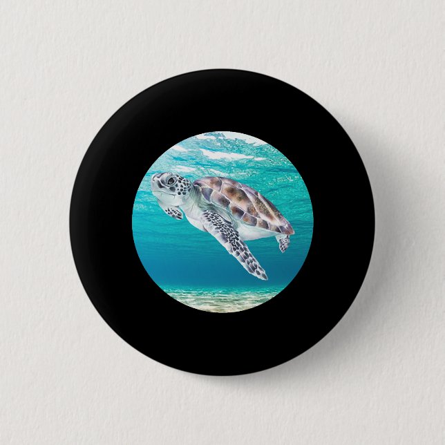 Green Sea Turtle  2 Inch Round Button (Front)
