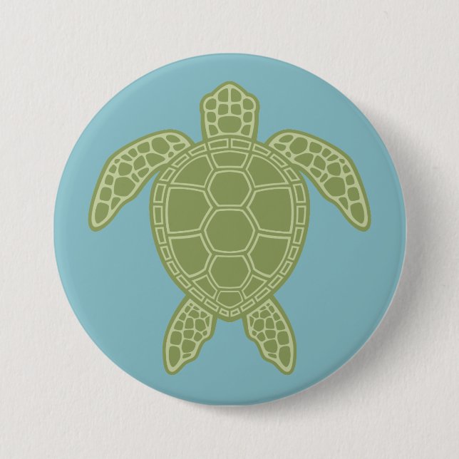 Green Sea Turtle 3 Inch Round Button (Front)