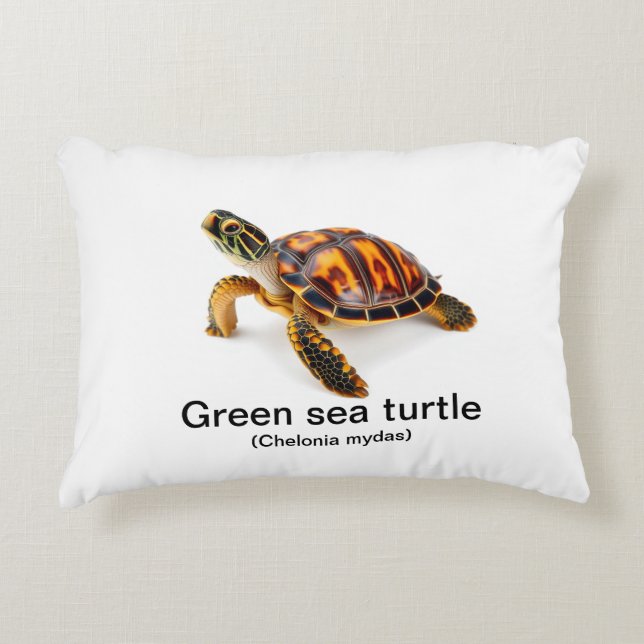 Green sea turtle  accent pillow (Front)
