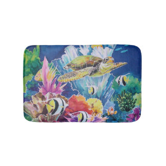 Green Sea Turtle Bath Mat Tropical Ocean Fish