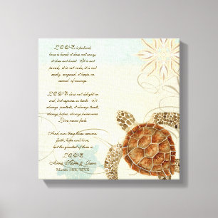Green Sea Turtle Coastal Beach - 1 Corinthians 13 Canvas Print