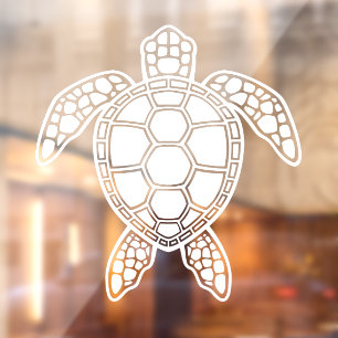 Green Sea Turtle Design - White Window Cling