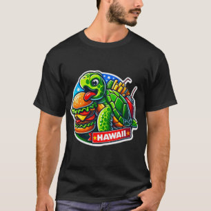 GREEN SEA TURTLE EATING BURGER 3 T-Shirt