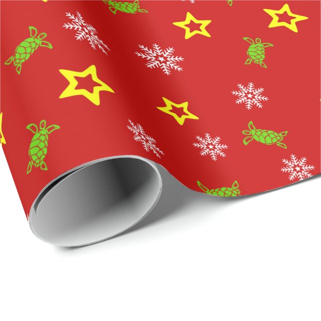 Green Sea Turtle Holiday Gift Wrap Wrapping Paper (Roll Corner)
