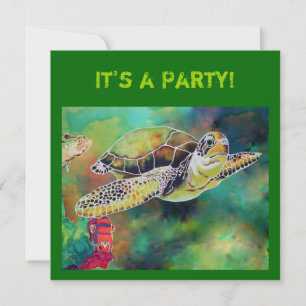 Green Sea Turtle Invitation Card