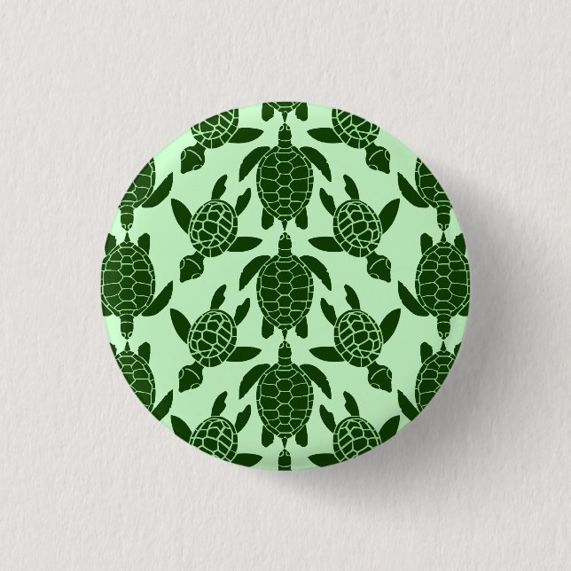 Green Sea Turtle Pretty Animal Pattern 1 Inch Round Button (Front)