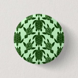Green Sea Turtle Pretty Animal Pattern 1 Inch Round Button