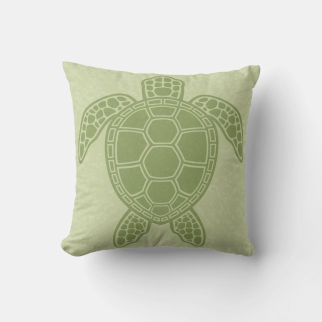 Green Sea Turtle Throw Pillow (Front)