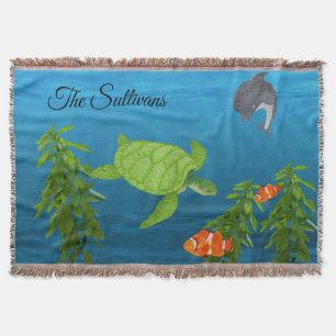 Green Sea Turtle, Under the Sea Throw Blanket