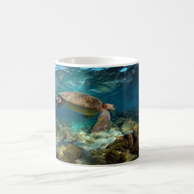 Green sea turtle underwater Galapagos Islands Coffee Mug (Center)