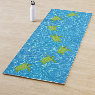 Green Sea Turtles on Turquoise Sea Water Yoga Mat