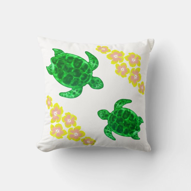 Green Sea Turtles Throw Pillow (Front)