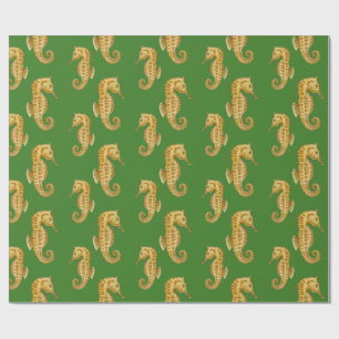 Green Seahorse Wrapping Paper