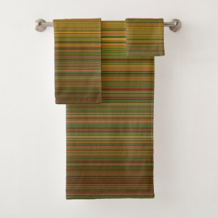 green seamless horizontal lines pattern bath towel set