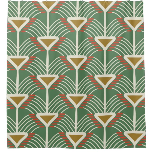 green seamless pattern with lines and geometry sha (Front)