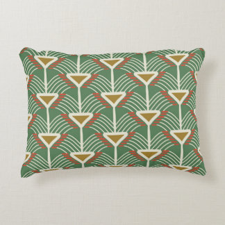 green seamless pattern with lines and geometry sha accent pillow
