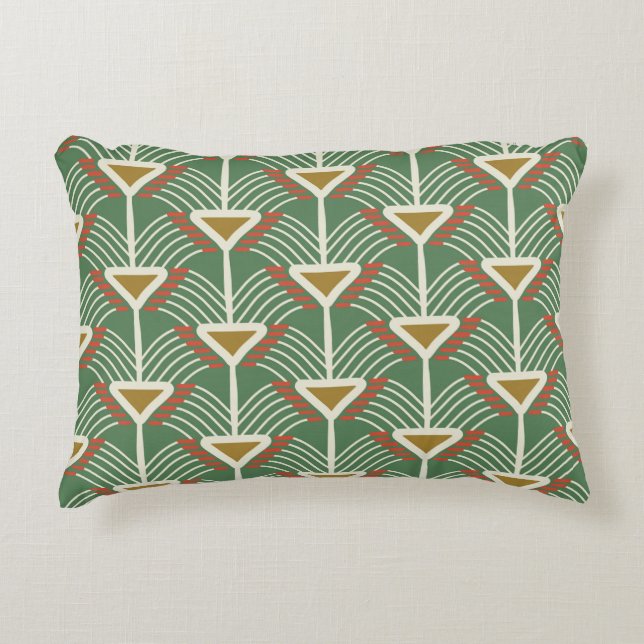 green seamless pattern with lines and geometry sha accent pillow (Front)