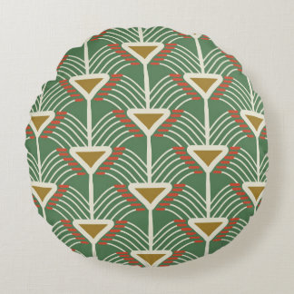 green seamless pattern with lines and geometry sha round pillow