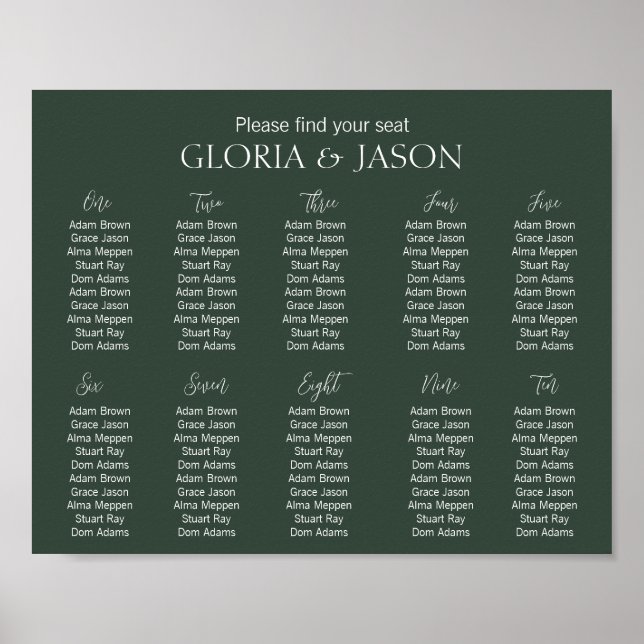 Green seating chart (Front)