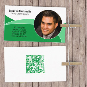 Green Security Professional Custom Photo QR Code Business Card