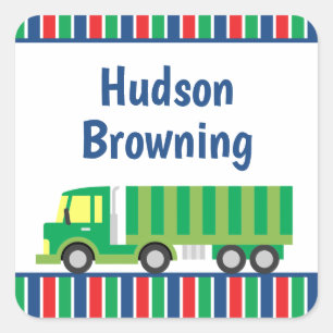 Green Semi Truck Personalized Stickers