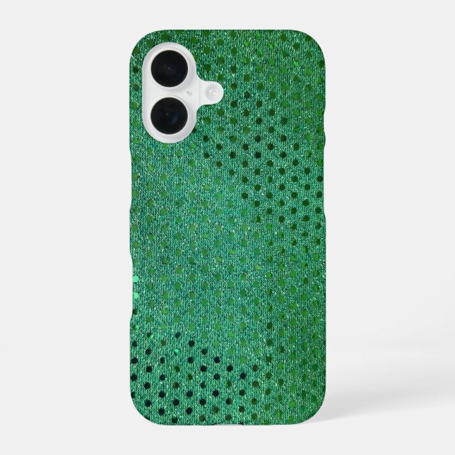 Green Sequin Shimmer iPhone 16 Case (Back)
