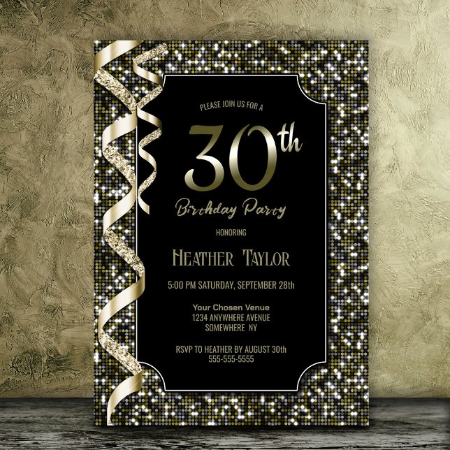 Green Sequins 30th Birthday Party Invitation (Creator Uploaded)