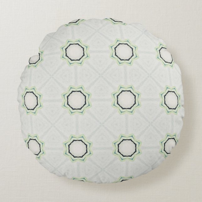 Green Serene Bloom Round Pillow (Front)