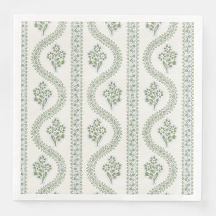 Green Serpentine Floral, Warm Cream Napkin