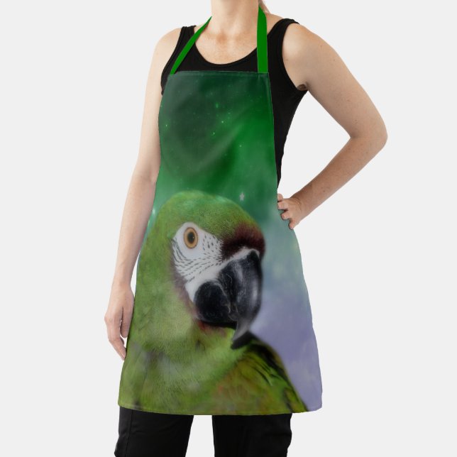 Green Severe Macaw Parrot Bird Art  Apron (Insitu)