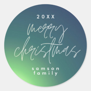 Green Shade Elegant Christmas Gradient Holiday Classic Round Sticker
