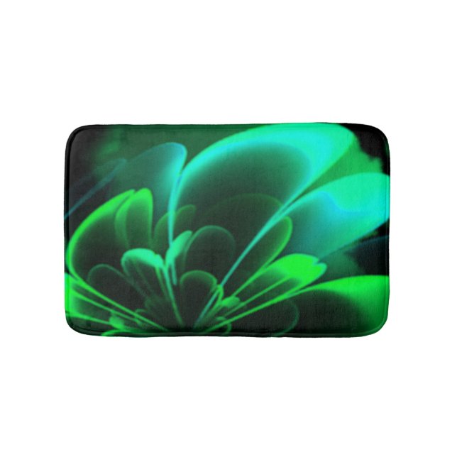 Green Shades Stylized Flower Half Corolla Bath Mat (Front)