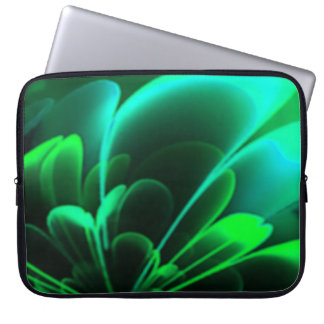 Green Shades Stylized Flower Half Corolla Laptop Sleeve