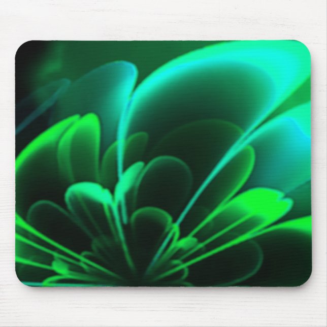 Green Shades Stylized Flower Half Corolla Mouse Pad (Front)