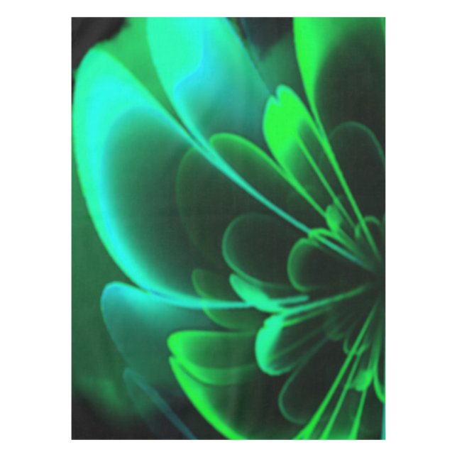 Green Shades Stylized Flower Half Corolla Tablecloth (Front)