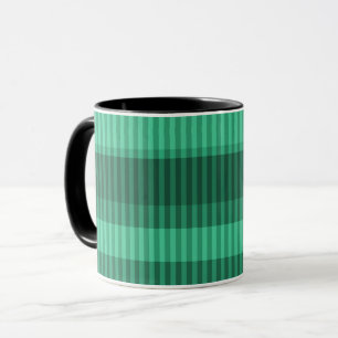Green shades vertical striped pattern mug