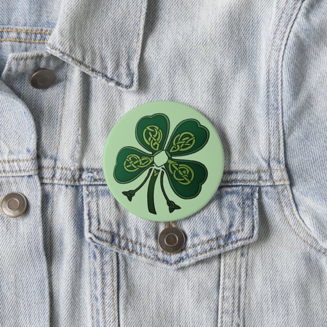 Green Shamrock 2025 3 Inch Round Button (In Situ)