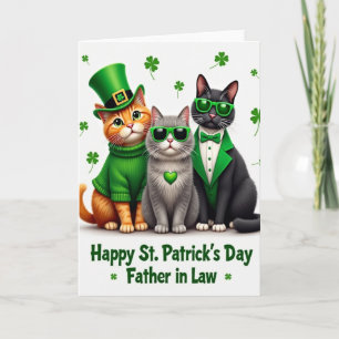 Green Shamrock Cats Card